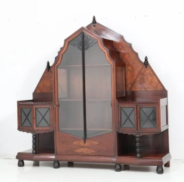 Art Deco Vitrine by Max Coini, Walnut & Burl, Dutch Design, 1920s